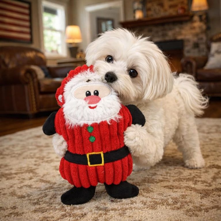 Santa Plush Squeaky Dog Toy, Soft Bite-Resistant