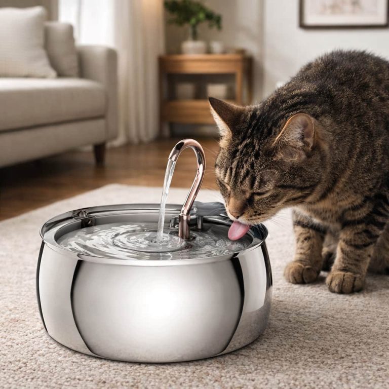 Copper Gooseneck Spout Fountain, Mimics Tap Cats Prefer