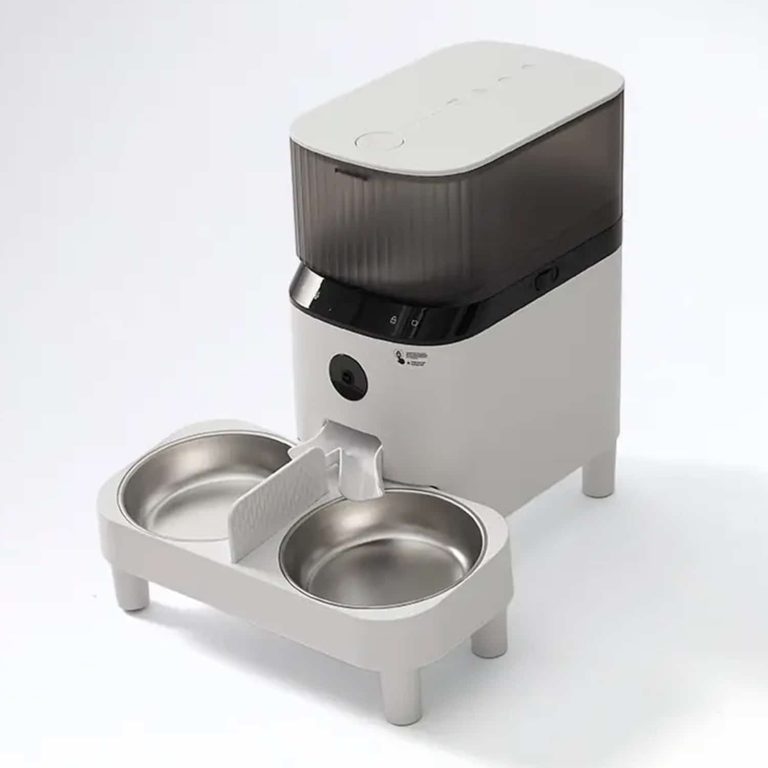 Pet Feeder Mobile Phone APP Remote Control Smart WiFi with Stainless Steel Bowl, Elevated Automatic Cat Feeder with Camera