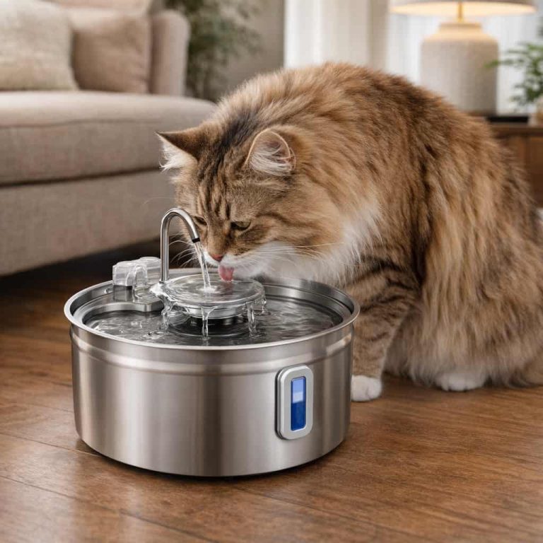 Stainless Steel Cat Fountain With Bowl Window