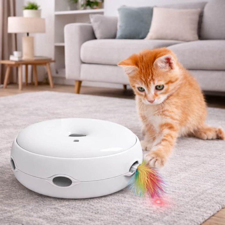 Interactive Feather Spinner Toy, Flashing Lights & Beeps