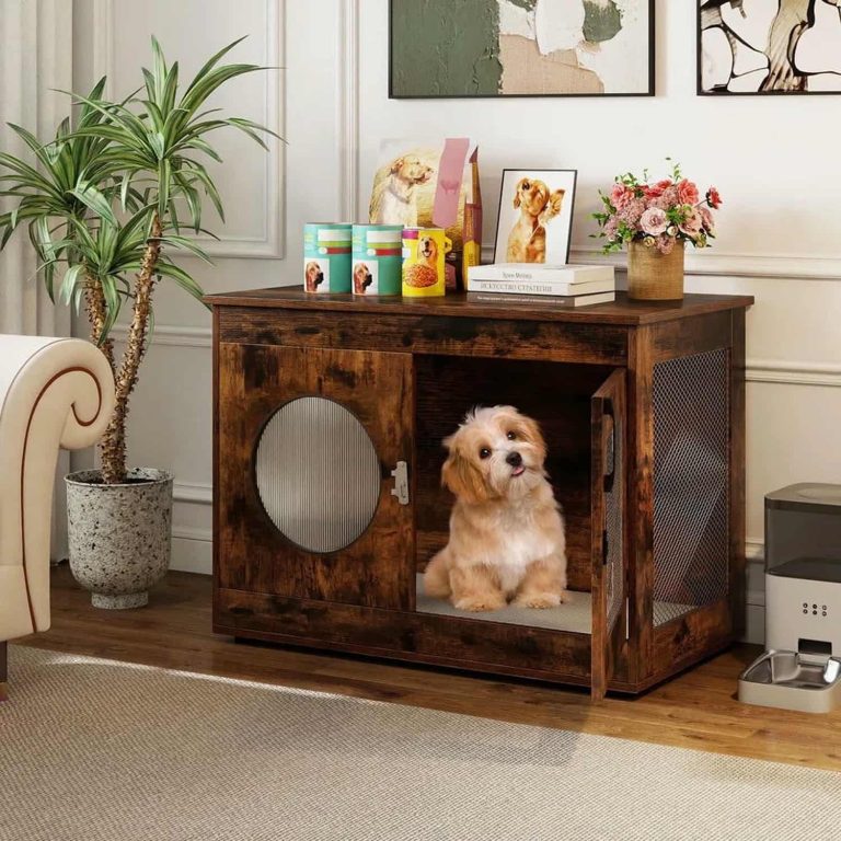 Furniture-Style Dog Crate with Side Table