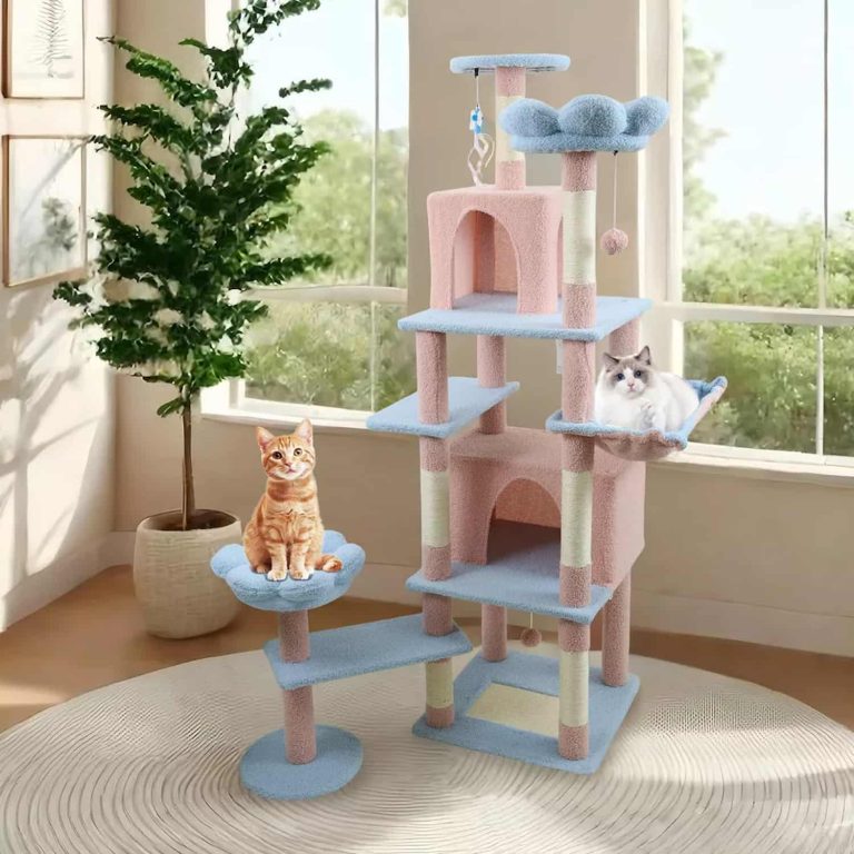 Cat Tower with Flower Perch, Soft Cushions