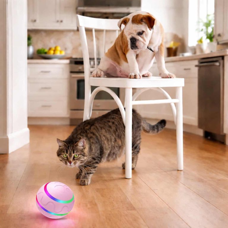 Auto-Rolling Interactive Cat Toy with LED