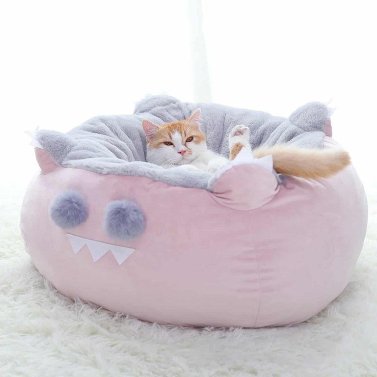 Cat Bed, Thickened, Non-Slip Base, Gray Fur