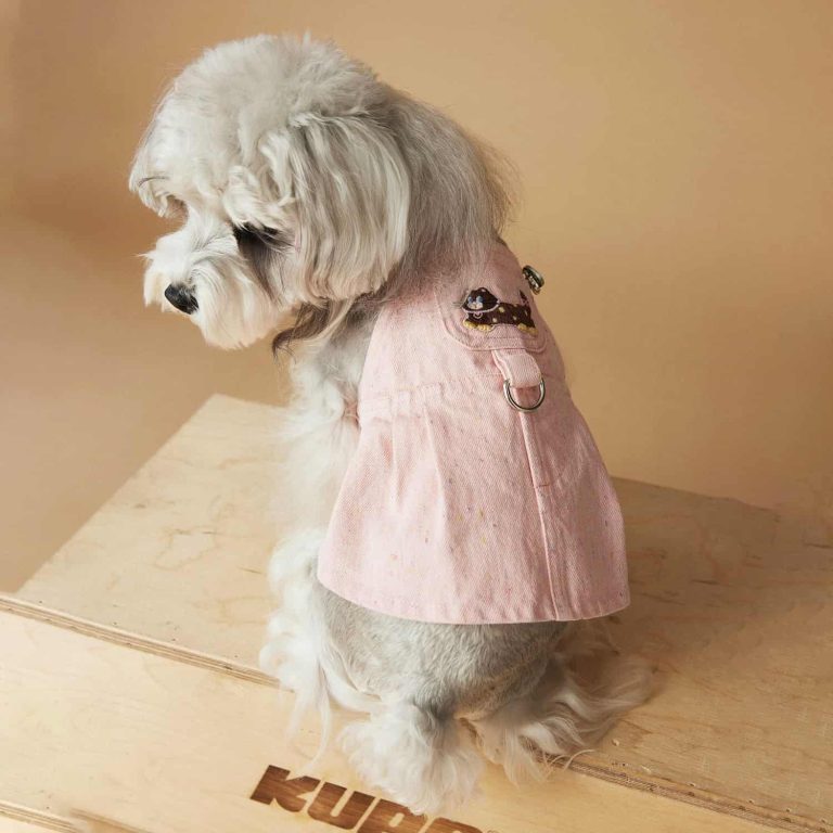 Dog Harness Dress, Denim, Pleated Skirt