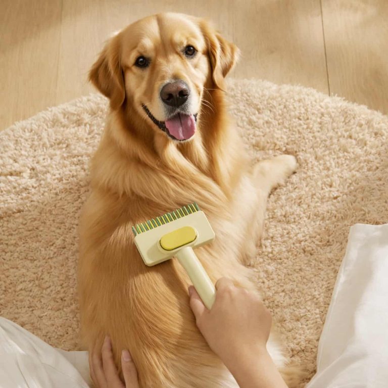 Pet Detangling Comb, One-Touch Self-Clean, Inward Blade Tips, Cuts Knots