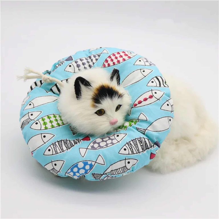 Soft Donut Cat Recovery Collar, Cotton Outer, PP Fill, Anti-Lick Post-Surgery