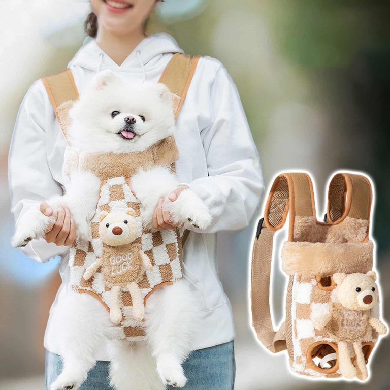 Fleece Pet Carrier with Tail Hole, Wide Leg Openings, and 3-Layer Spine-Support Straps