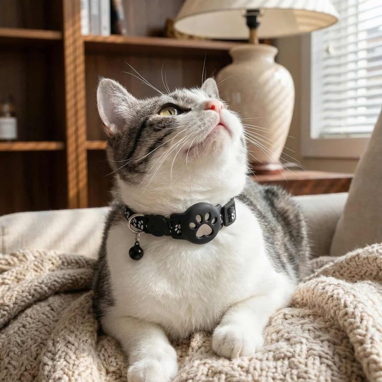 Cat Tracker Collar with No Monthly Fees, Works with Apple Find My & Google, Breakaway Buckle