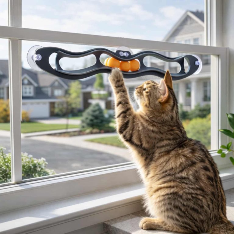 Window-Mount Cat Ball Track with Suction Cups