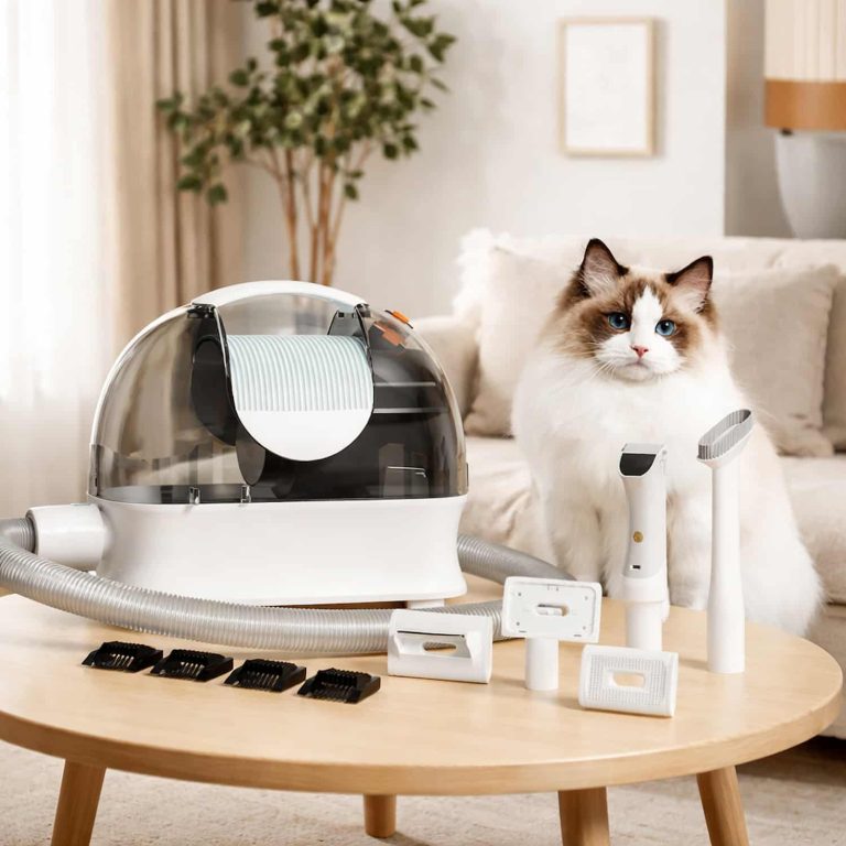 6-in-1 Pet Grooming Vacuum with Under 60dB Noise, Wireless Clipper, and 3L Canister