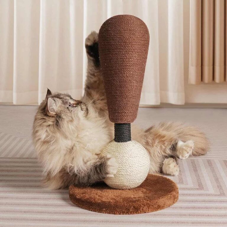 Exclamation Point Cat Scratching Post with Sisal Ball and Rope Tower