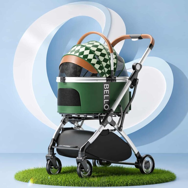 Pet Stroller with Detachable Carrier, Folds Flat, Holds 33 lbs, 4 Wheel