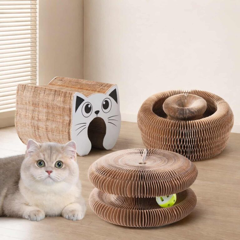 Cat Scratcher That Folds Into a Tunnel, Bed, or Ball Track, Cardboard