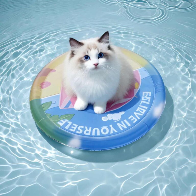Inflatable Water Cooling Bed for Cats and Small Dogs, Water Filled Cool Layer with Inflated Bolster, Free Air Pump