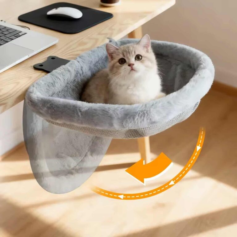 Desk Cat Bed That Clamps to Your Table, Keeps Cats Off Keyboards, 40 lb Rated