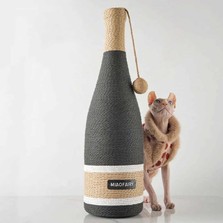 Wine Bottle Cat Scratching Post, 24in Tall, Suction Cup Base