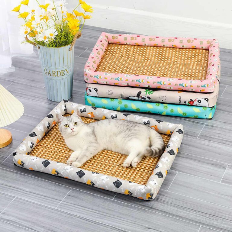 Pet Cooling Bed, Rattan Surface Cools 3x Faster Than Fabric, Built In Pillow