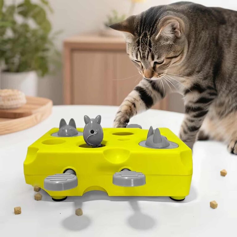 Cat Puzzle Toy, Mice Pop Out When Cats Step on Pedals, Treats Inside