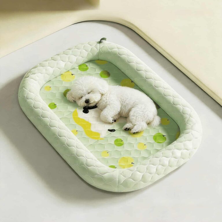 Ice Silk Cooling Dog Bed with 3.5in Raised Walls, PP Cotton Fill, Non Slip Waterproof Bottom, Scratch Resistant
