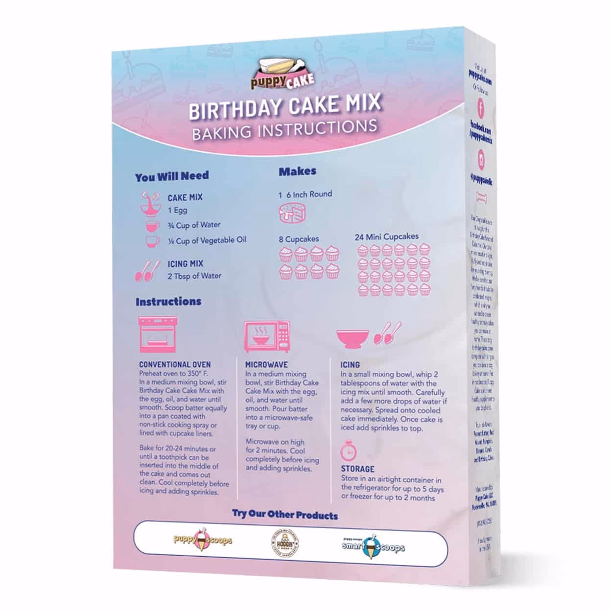 Puppy Cake Birthday Cake Mix for Dogs with Icing and Sprinkles