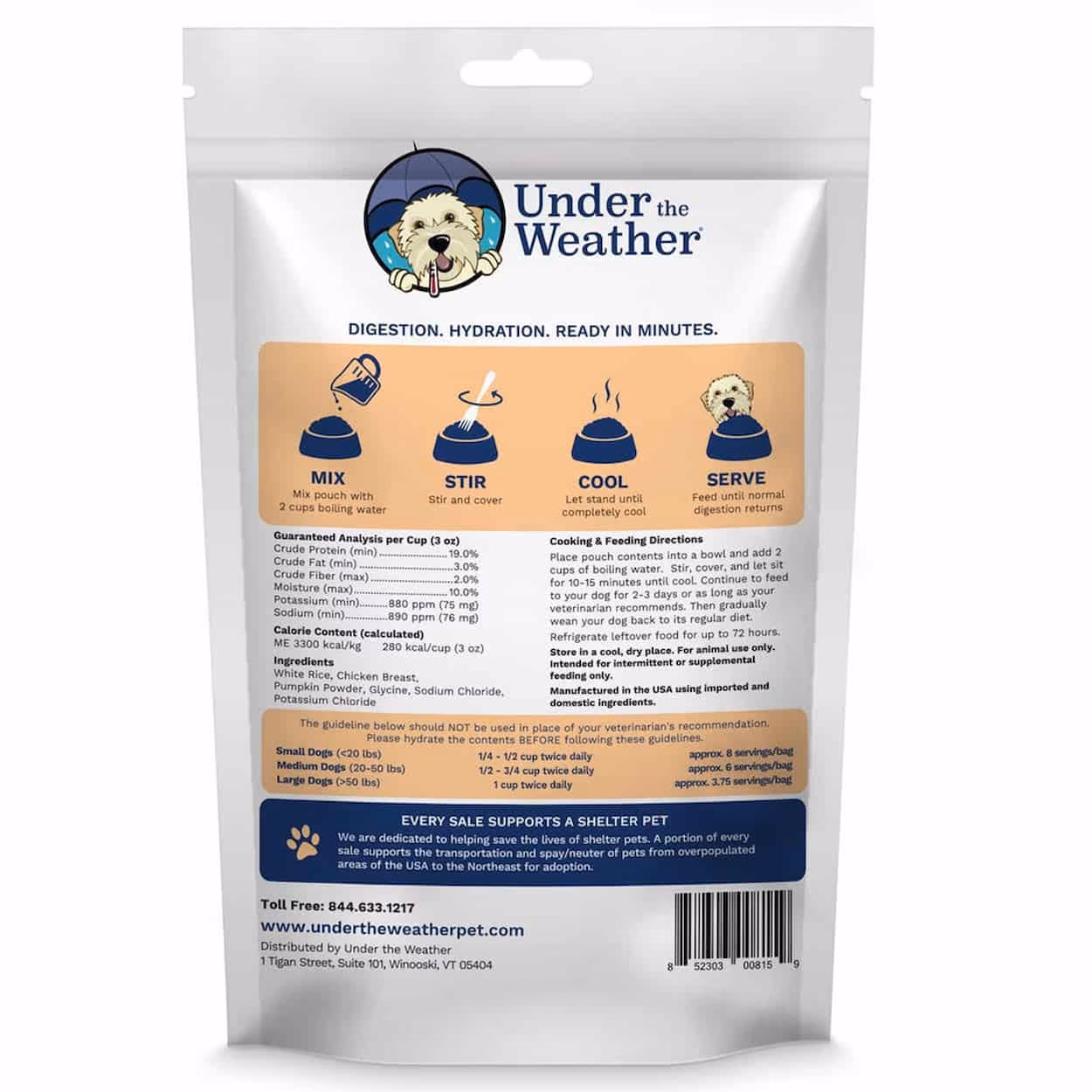 Under the Weather Rice, Chicken & Pumpkin Freeze Dried Bland Diet for Dogs