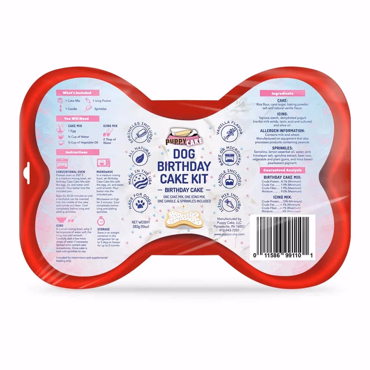 Puppy Cake Dog Birthday Cake Kit with Bone-Shaped Pan
