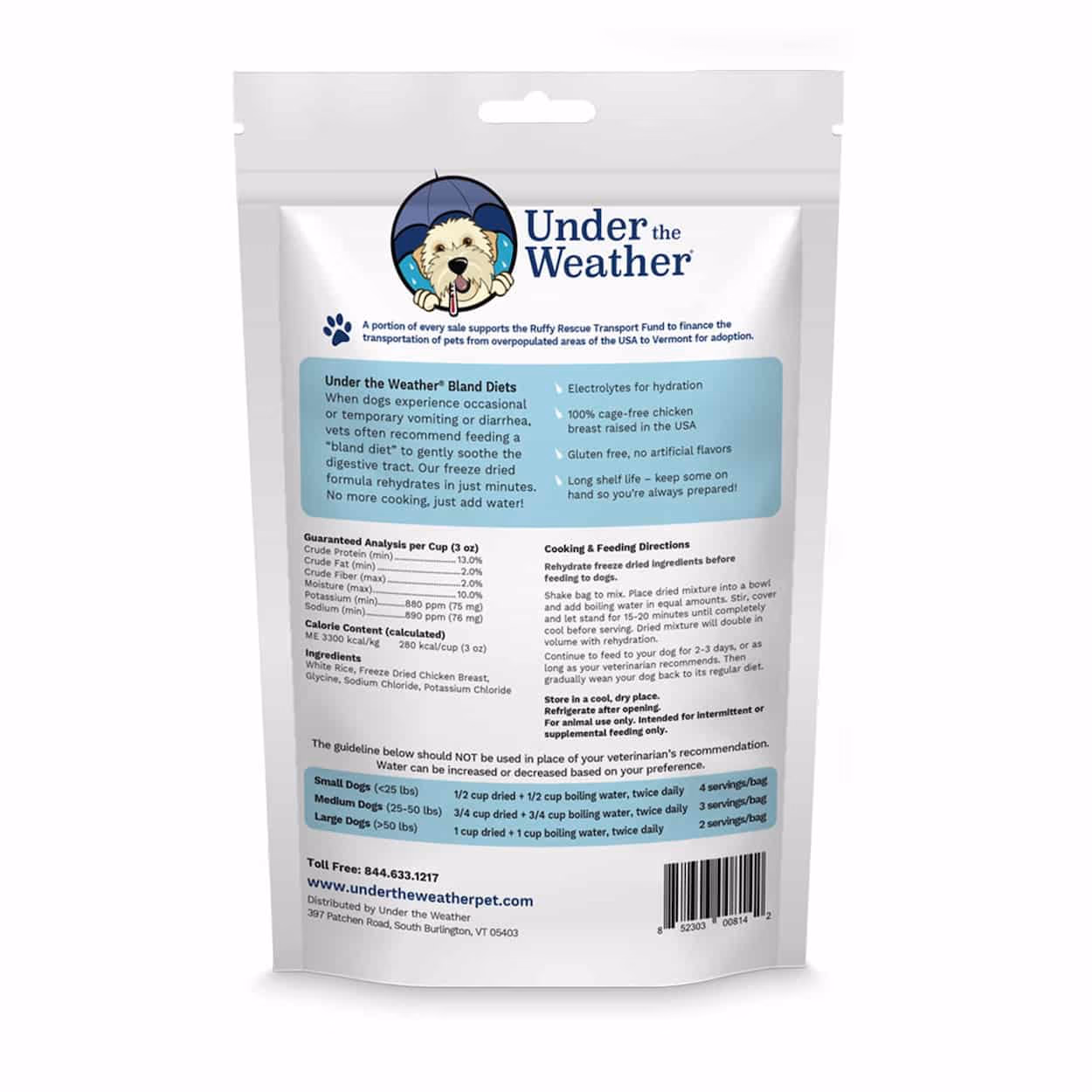 Under the Weather Chicken & Rice Freeze-Dried Bland Diet for Dogs